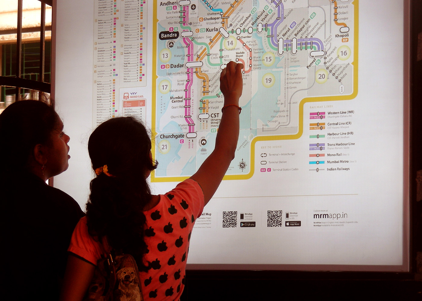 mumbai rail map backlit