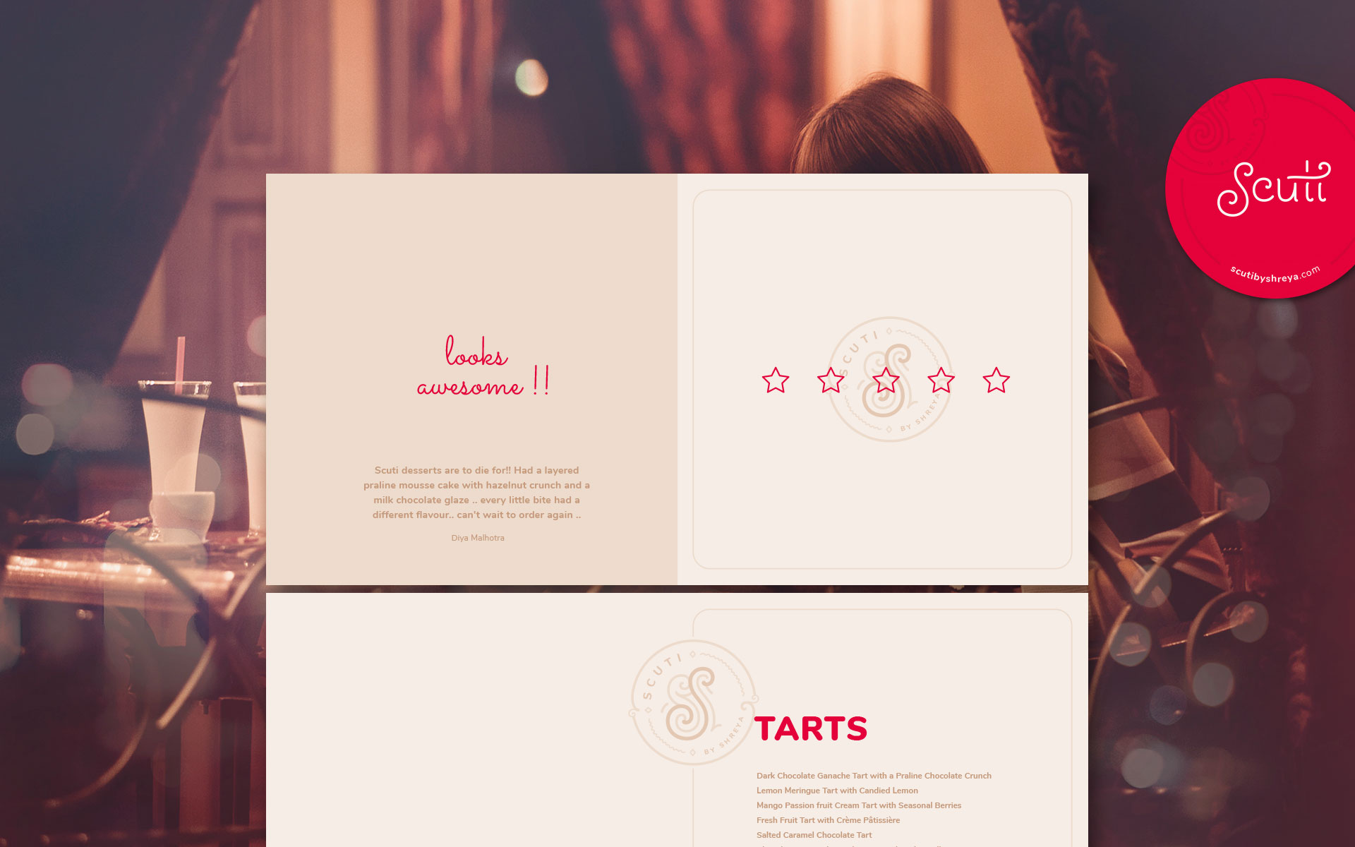 Scuti - Gourmet Desserts & Chocolates - Identity Design - Menu card